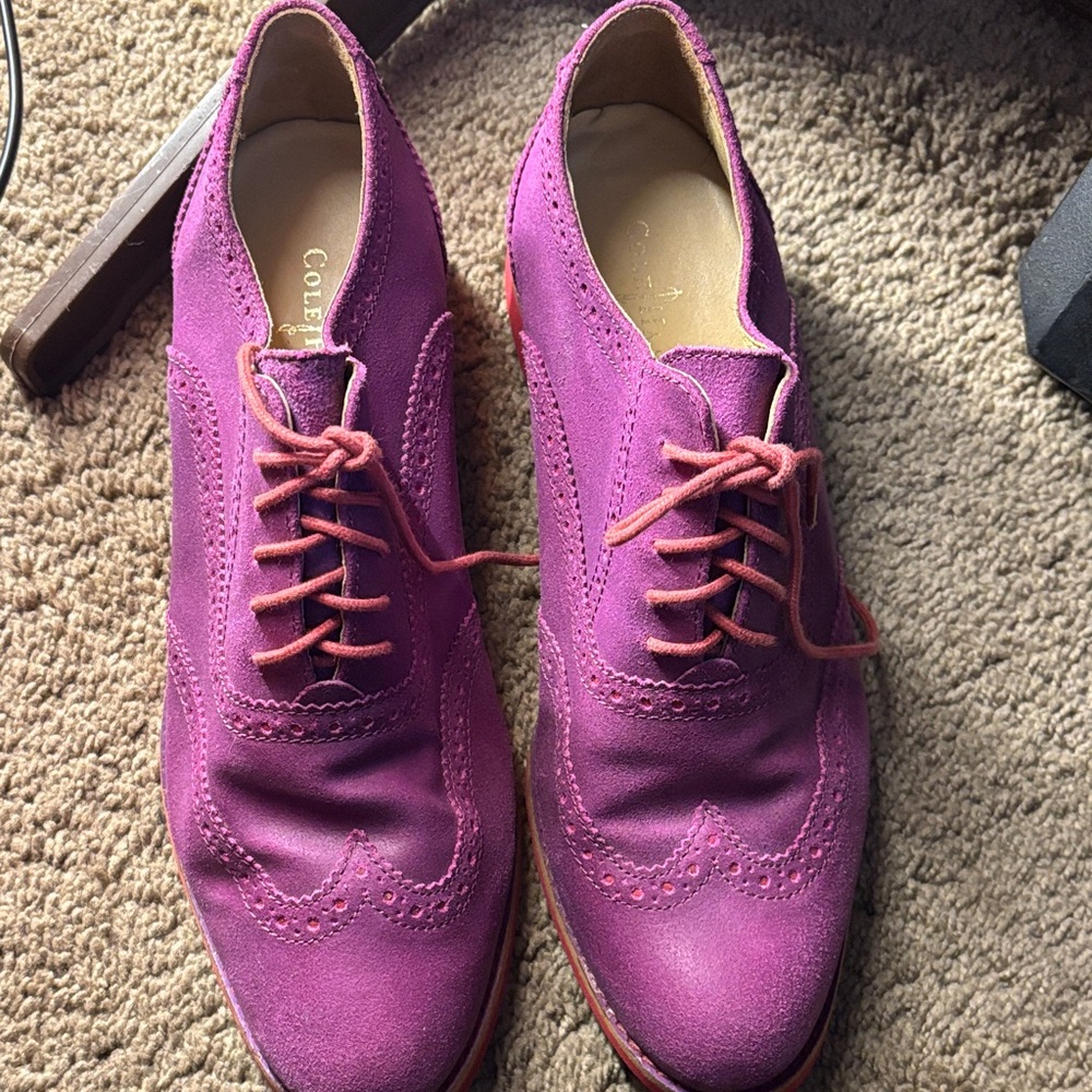 Cole Haan Purple Suede Wingtip Oxfords